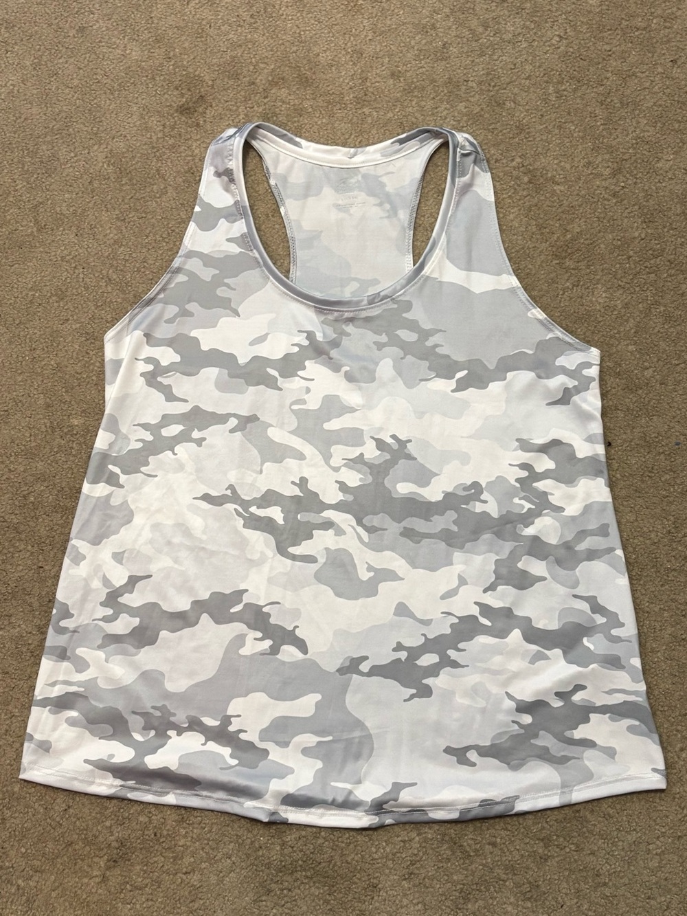 Athletic Works White and Gray Camo Racerback Tank